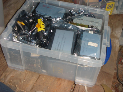 Box full of old hard drives