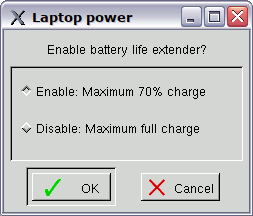 Charge level dialog