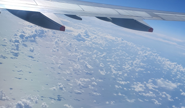 Clouds under wing